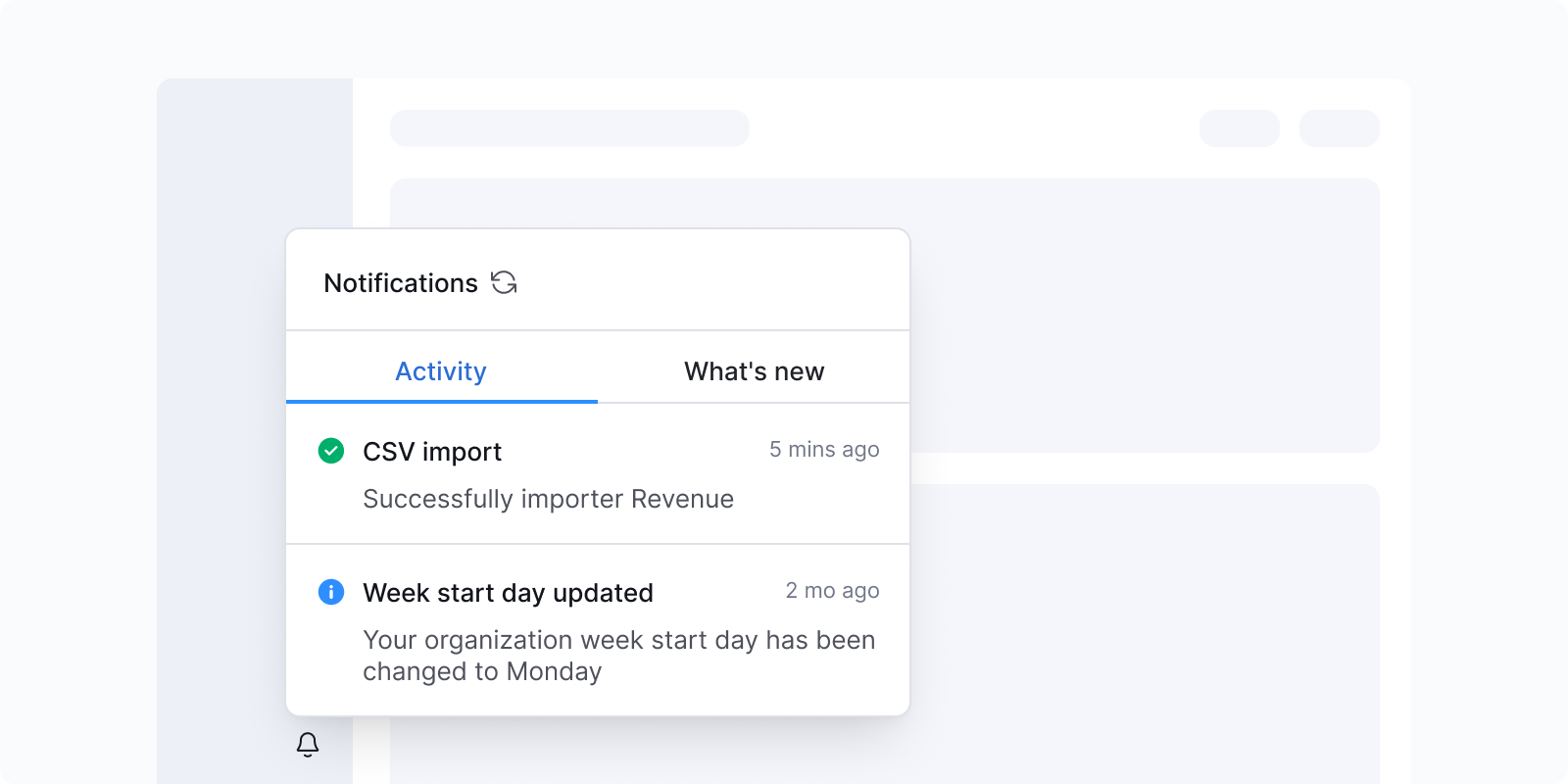 Notification panel example